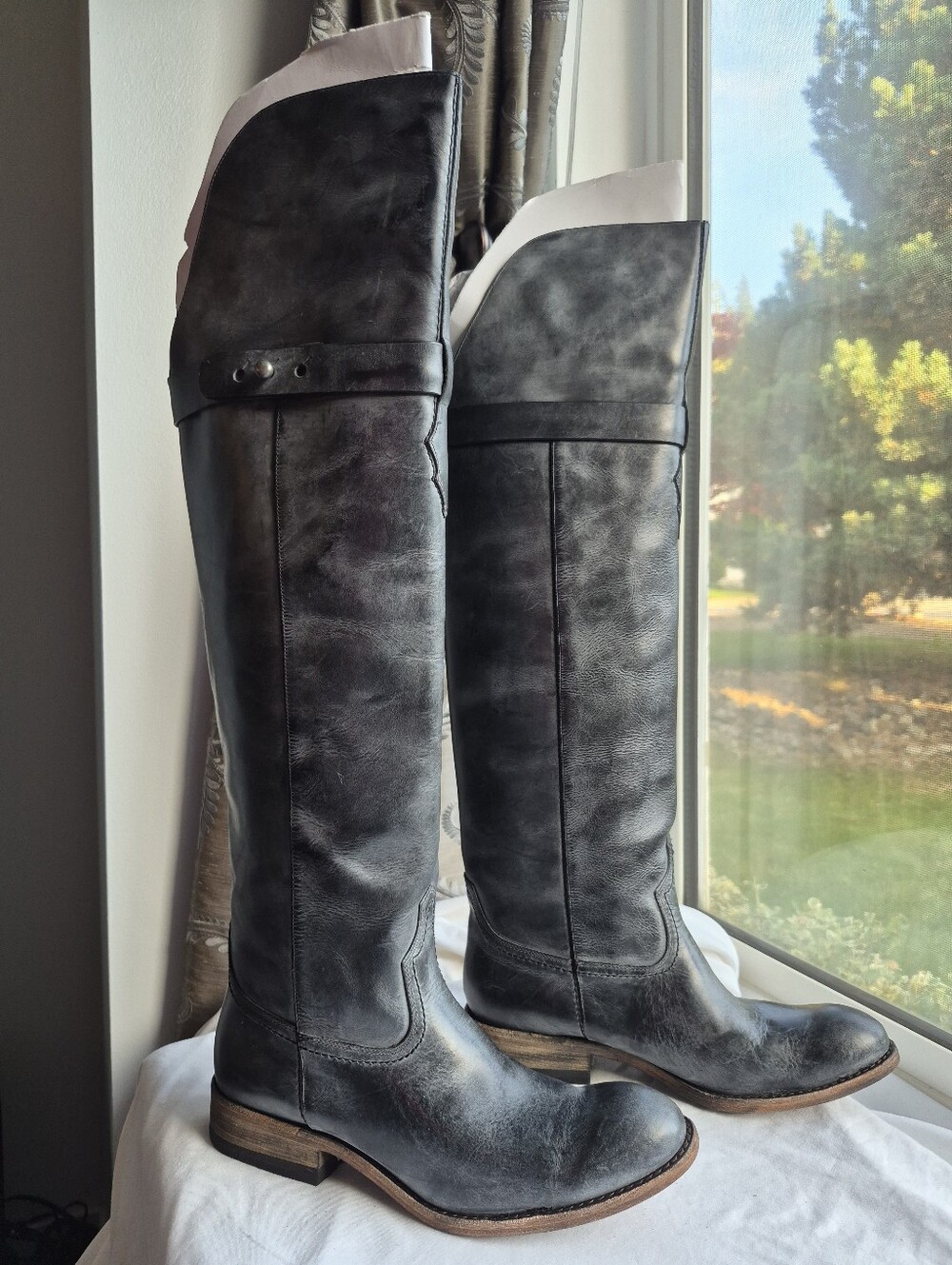 NWT Spirit by Lucchese Ali Tall OTK Leather Cowboy Riding Boots Box Black Size 8